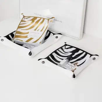 Zebra Modelis Stalas Saugojimo Dėklas Dirbtiniais Odos Stalas Saugojimo Turėtojas, Kosmetika, Papuošalai Saugojimo Plokštė Papuošalai Ekrano Plokštė Namų