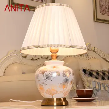 ANITA Šiuolaikinės Keramikos Stalo Lempa LED Kūrybos Balta Tamsos Stalas Žibintai Dekoro Namų Kambarį Miegamojo Lovos