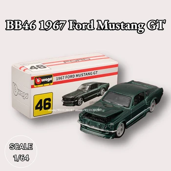Bburago 1/64 Mini Automobilio Modelį, BB46 1967 Ford Mustang GT Masto Miniatiūriniai Meno Diecast Transporto priemonės Replica Kolekcijos Žaislas