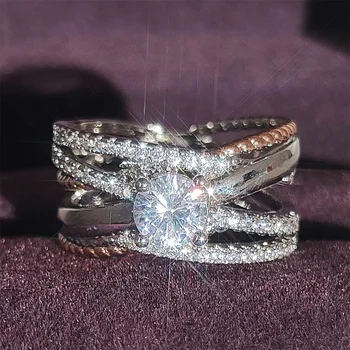 2023 nauja rožinė Aukso sidabro spalvos kryžiaus formos vestuvinį Žiedą, moterims nuotaka jubiliejų dovana piršto didmeninės juvelyrikos R5031b