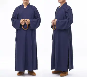 Unisex storesnės Medvilnės Pavasarį ir Rudenį zen Budistų shaolin vienuoliai kung fu kostiumai buda uniformas nustatyti meditacija drabužių, apsiaustą mėlyna