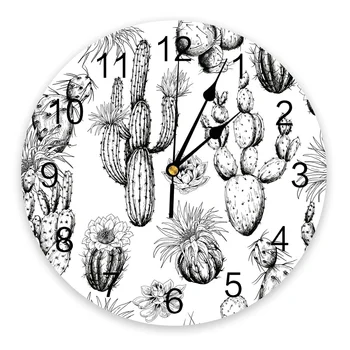Kaktusas Augalų, Gėlių PVC Modernaus Dizaino Sieninis Laikrodis Kambarį Apdaila Sieninis Laikrodis Namie Decore Sienos Skaitmeninis Laikrodis