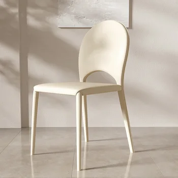 Prancūzų Stiliaus Balno Oda Valgomojo Kėdė Hotel Restaurant Kėdės Home, Baltas Padažas Kėdės, Modernaus Minimalistinio Atgal Kėdė