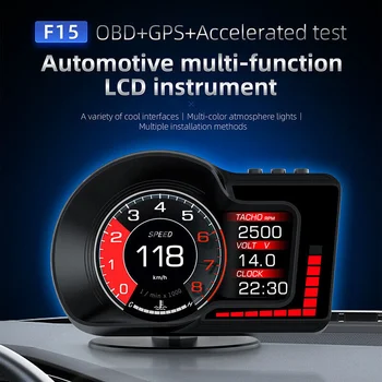 F15 Automobilių Head Up Display HUD Ekranas OBD2 GPS Dual Sistemos, Automobilių Spidometro Daviklis Signalo funkciją, Automobilių Elektronikos Priedai