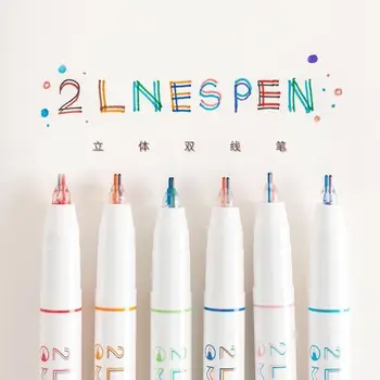 Lauke Dviejų spalvų Linijos Gelio Rašiklių Rinkinys Kūrybinės Graffiti Pen Art Piešimo Reikmenys Kawaii Raštinės reikmenys Studentų Skaitymo Žymeklio 