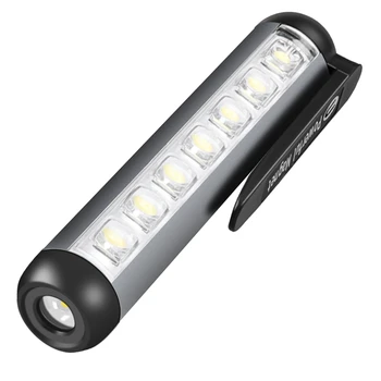 XPE Mini LED Žibintuvėlis Darbą, Šviesos, atsparus Vandeniui Žibintuvėlis USB Įkraunamas Žibintuvėlis + COB Lempos Granulių Degiklį Su Clip Magnetas