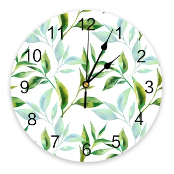 Lapai Žalios Akvarelė Miegamojo Sienos Laikrodį, Didelė Moderni Virtuvė Valgomasis Apvalus Sieniniai Laikrodžiai, Laikrodžiai Kambarį Žiūrėti Namų Dekoro
