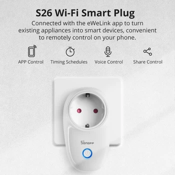 SONOFF S26 220V 16A Smart Plug ewelink WIFI kištukinis Lizdas, Laikmatis, Lizdas Nuotolinio Suderinama Su Alexa 