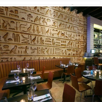 wellyu papel de parede para quarto Užsakymą tapetai Klasikinio retro Egipto hieroglifai baras, restoranas freskomis tapety