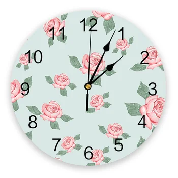 Šviežių Čerpių Gėlių Laikrodis Kambarį Namų Dekoro Didelis Apvalus Sieninis Laikrodis Išjungti Kvarco Stalo Laikrodis Miegamasis Apdaila Sienos Žiūrėti