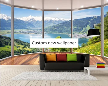 beibehang Pritaikyti nauji tapetai, balkonas miško pievų kraštovaizdžiu 3D TV fone de papel parede sienos dokumentų namų dekoro