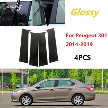 Už Poliruoti Ramstis Etatų Peugeot 301 2014-2019 BC Lango Apdaila Dangtelis Stulpelio Lipdukas 4pcs