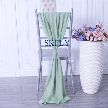 SH004H pigūs elegantiškas išgalvotas daug spalvų užsakymą 70cm iki 2m vestuvių šalavijų žalia šifono kėdė varčios su sagtimi