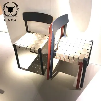 Custom Šiaurės dizaineris danijos medžio masyvo dirželis valgomojo kėdė kavos kėdė, light luxury linijos atlošas didina laisvalaikio kėdė