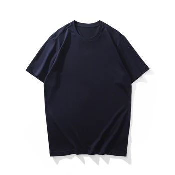 Aukščiausios kokybės vyriški ir moteriški medvilniniai marškinėliai vasaros apvalios kaklo vientisos spalvos trumparankoviai marškinėliai