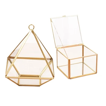 Deimantų Formos Langelį Organizatorius Geometrijos Stiklo Kosmetikos Laikymo Dėžutė Papuošalų Kolekcija Lange & Aikštės Atidarymo Stiklo Geometrijos Sodo Je