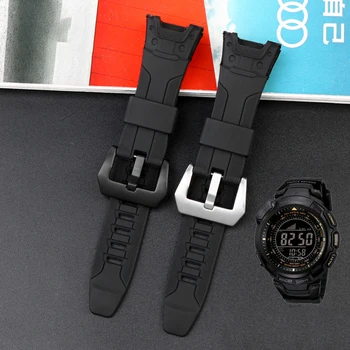 Vandeniui atsparus silikono juosta watchband už CASIO prg-110y / prw-1300y serijos kaučiuko diržo žiūrėti 26mm vyriškos apyrankės apyrankės grandinės