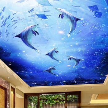 wellyu Akvarelė stiliaus fantazija povandeninį pasaulį, lubos, lubų freskos užsakymą didelės freskos tapetai papel de parede freskos