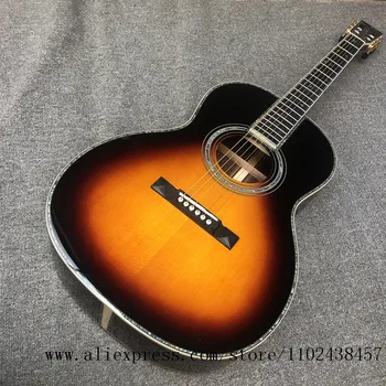 Custom gitara, kietas eglės viršuje, raudonmedžio šonai ir galinė, juodmedžio fingerboard 39 