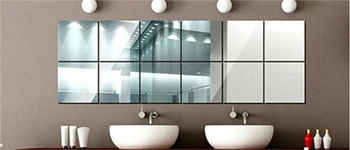 9pcs Lauke atspindys, Veidrodis Filmas Lauke Veidrodinė Siena Lipdukas Beijiao apdailos 15cm*15cm*0,2 mm sienos minkštos veidrodis apdaila vonios kambarys