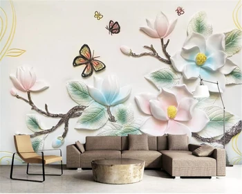 Custom didelių 3D Europos namų dekoravimo 3D tapetai paramos gėlių drugelis foną, sienos tapetai, sienų ir 3 d Beibehang