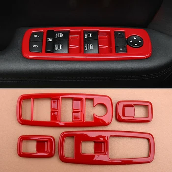 4Pcs Automobilių Vidinės Lango Pakėlimo Apdaila Jungiklis Skydelio Dangtelį Raudona ABS Tinka Dodge Įkroviklis Durango RAM 1500