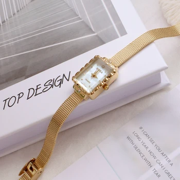 2022 naujas moterų laikrodis Vintage Gold laikrodis Valentino dovana moterims, apyrankė mažas ratukas kilnus žalvario bandshell