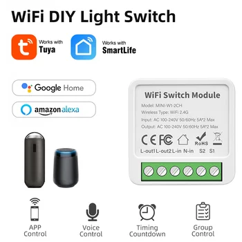 Aubess Tuya Wifi16A Mini Smart Switch 1/2/3/4 Gauja, Parama, 2-būdas Valdyti Smart Gyvenimo Alexa 