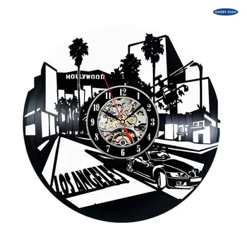 Los Angelos Miestas Rankų darbo Senovinių Vinilo sienos laikrodį, siųsti, reloj