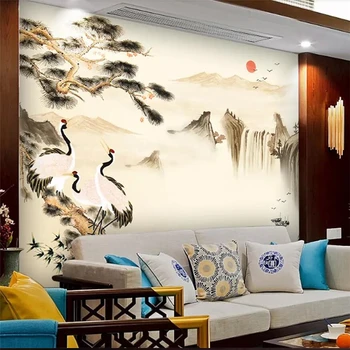 wellyu Naujas Kinų stiliaus draugiška pušies rašalo kraštovaizdžio vandens ir turto fono sienos užsakymą didelės freskos tapetai, freskos