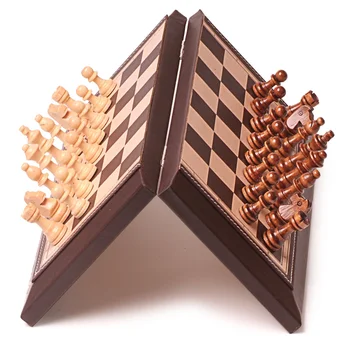 Magnetiniai Šachmatai Nustatyti Aukštos kokybės Medinės Šachmatų Lankstymo PU šachmatų lenta Vaikams, Pradedantiesiems Studentas Mini stalo Žaidimai, Dovanos