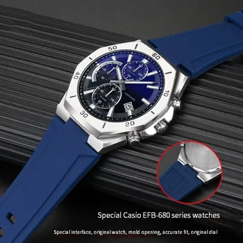 Atsparus vandeniui gumos watchband Už Casio G-SHOCK EFB-680 ECB-10PB/DP/YD/HR GST-B400 EDIFIC Serijos 24 x14mm Vyrai