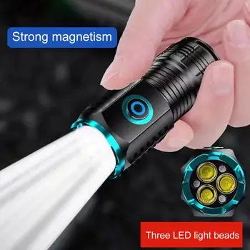 Galingas XHP50 LED Žibintuvėlis Nešiojamas Mini Žibintuvėlis su Uodega Magnetas Kempingas Žvejybos Žibintų USB Įkrovimo Skrybėlę Įrašą Žibintai