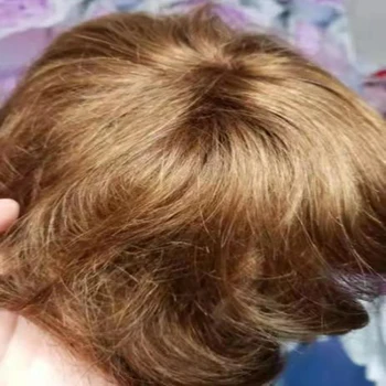Šviesūs Plaukų Spalva Vyrų Toupee Nėriniai Priekiniai Pleistras Protezavimas Hairpiece Mono Bazės Storio Žmogaus Plaukų Perukas Endoprotezavimo Sistemos Vienetas