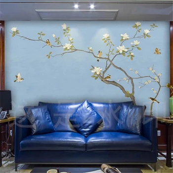 wellyu Užsakymą tapetai 3D freskomis Kinijos magnolija atidaryti turtingas ranka-dažytos rašiklį ir gėlių fone sienos minkštas krepšys 3d tapetai