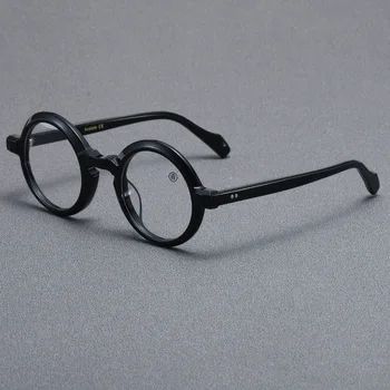 TVR modelis graviruotas Japonų rankų darbo apvalus rėmas high-end plokštė, akinių rėmeliai, pagaminti pagal užsakymą, trumparegystė akiniai