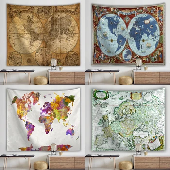 Pasaulio Žemėlapyje Gobelenas Aukštos Raiškos Žemėlapis Audinio Sienos Kabo Dekoro Akvarelė Žemėlapis Laišką Poliesteris Lentelė Apima Joga Paplūdimio Rankšluostį