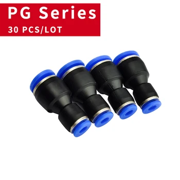 30PCS 15VNT PG Serija Sumažinti Tee Tiesiai Per 4 iki 12mm Pneumatinis montavimo plastikinės žarnos, greitosios jungtys