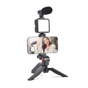 Išmaniojo telefono Kamera LED Vaizdo Užpildyti Šviesos Kondensatoriaus Mikrofonas, Vlogging Rinkinys