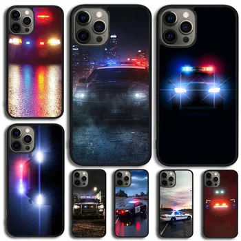 Policijos Automobilių Šviesos Naktį, Telefono dėklas Skirtas iPhone 15 14 13 12 Mini Pro 11 Max SE 2020 6S 7 8 Plus X XS Max XR Padengti Shell coque
