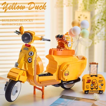 Mini Geltona Blokai Motociklo Automobilių Lenktynių Modelis Kūrybos Apdaila, Žaislai, Transporto Priemonės, Žaislai Vaikams, Atostogų Dovanų