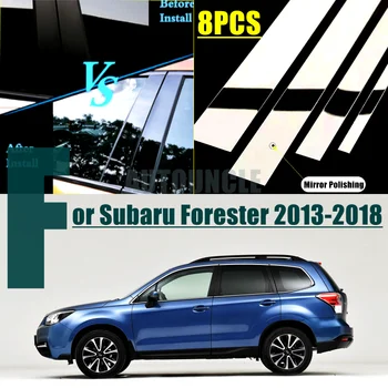 8PCS Poliruoti Ramstis Pranešimų Tinka Subaru Forester 2013-2018 M. Langų Apdaila Padengti B C Stulpelyje Lipdukas