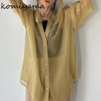 Japonijos Literatūros Stiliaus Ilgomis Rankovėmis Marškiniai, Palaidinės, V Kaklo Juostelės Blusas Mujer Vintage Mados Marškinėliai Topai Pavasario Drabužių Moterims