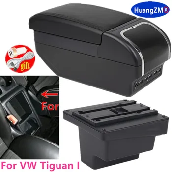 Porankiai Volkswagen VW Tiguan I Dual layer daug vietos Centrinė Parduotuvė Turinio dėžutė su puodelio laikiklis peleninė USB Chargi