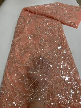 Aukštos klasės subtilus rankų zawalcowany granulių vamzdžių medžiaga, mados kristalų blizgančiais vestuvės dress audinio 5 metrų