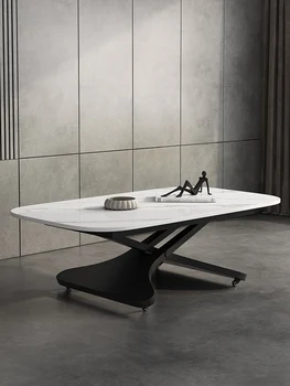 Italijos minimalistinio multi-funkcija rock plokštė kėlimo kavos staliukas dvigubos paskirties namų mažų kambarį arbatos stalo