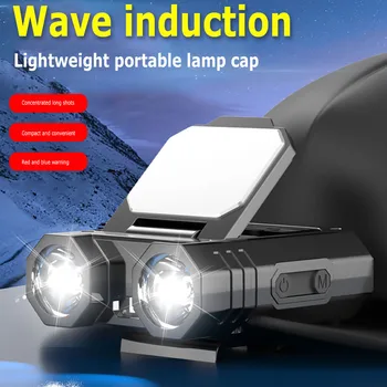 LED Jutiklis, Žibintų Super Šviesus Skrybėlę Įrašą Bžūp Šviesos Žvejybos Priekiniams USB Įkrovimo Žibintai Reguliuojamo Kampo Kempingas Žibintai