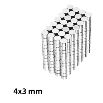100~1000pcs 4x3 mm Maži, Apvalūs Galingi Magnetai 4mmx3mm Lapas Neodimio Magnetas disko 4x3mm Nuolatinis Stiprus NdFeB Magnetas 4*3 mm