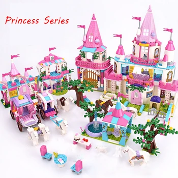 Princesė Dream Pasakų Pilies Statyba Blokai Royal Vežimo Pelenė Romantiška Palace Modelis Plytų Draugais Mergaičių Žaislai, Kalėdų