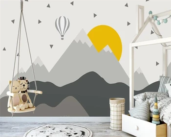 beibehang Užsakymą modernus naujas Šiaurės šalių vaikų kambarys papel de parede tapetai geometrinis kalno viršūnėje karšto oro baliono fone